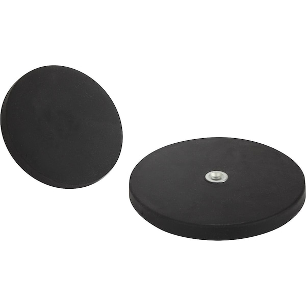 Magnet Shallow Pot Magnet M06 H=8 Ndfeb, Round, Comp:Rubber, Comp:Black, D=88